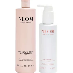 Neom Wellbeing London Bundles Duo: Super Shower Power Body Cleanser & Energy Burst Multi Mineral Milk New