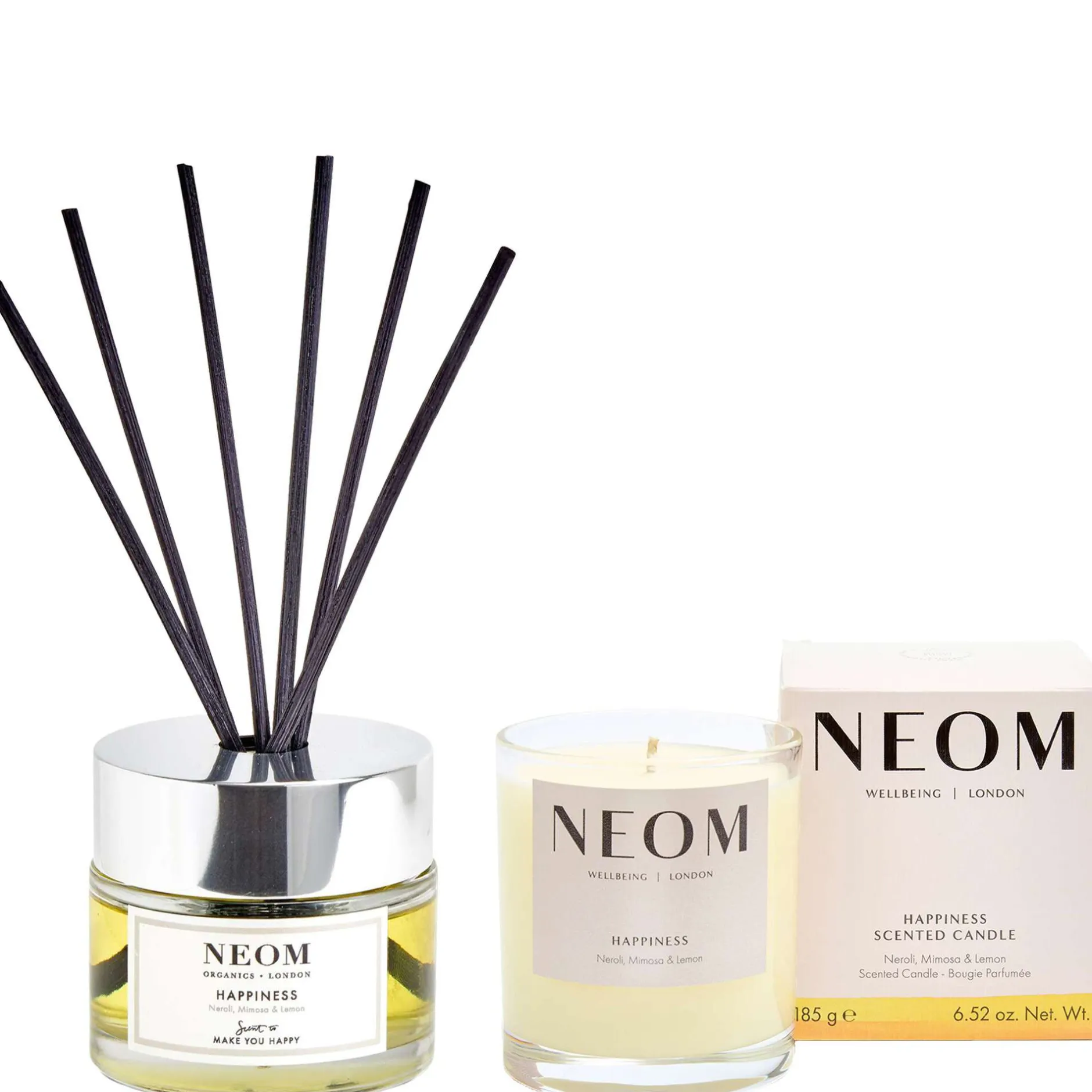 Neom Wellbeing London Bundles Duo: Happiness Diffuser & 1 Wick Candle