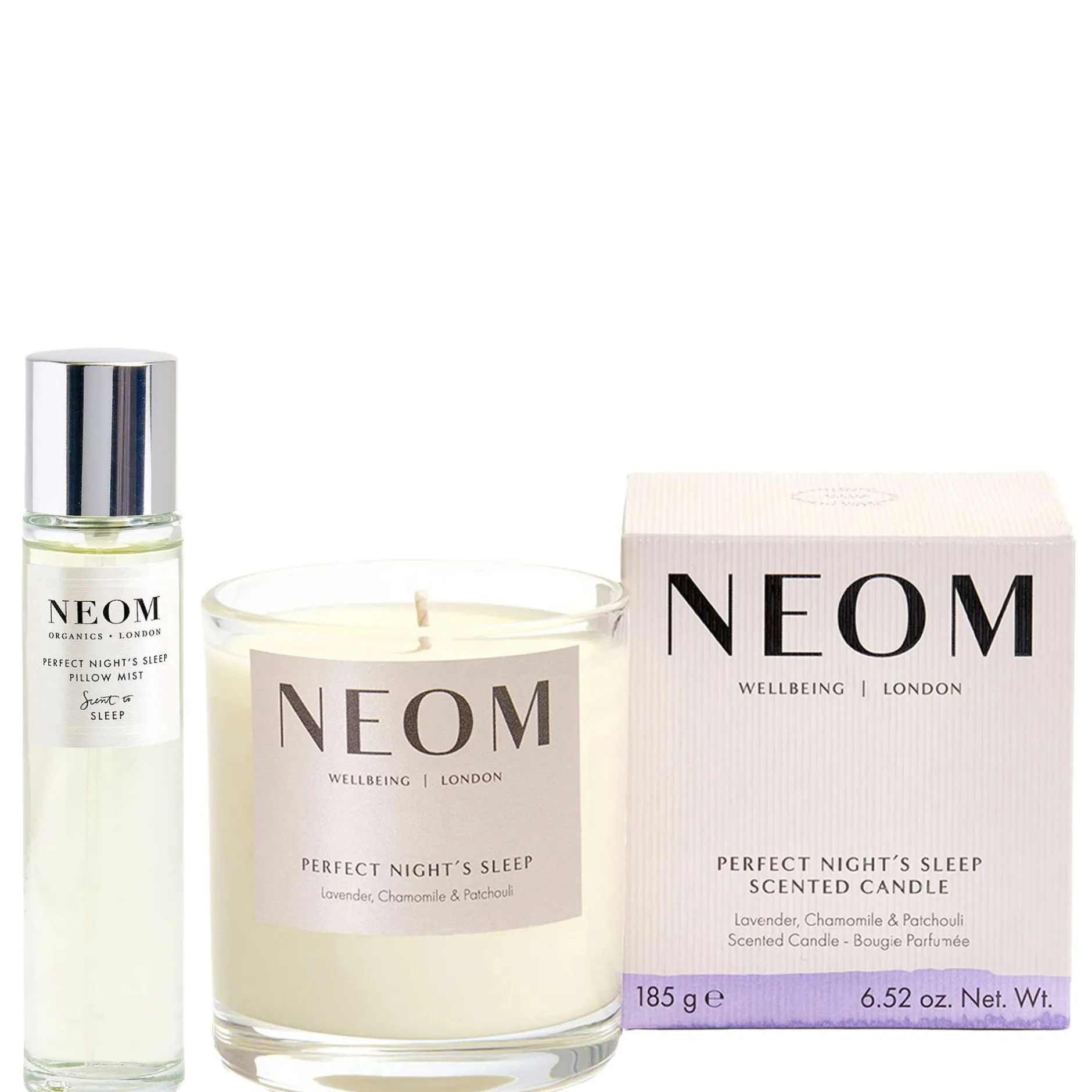 Neom Wellbeing London Bundles Duo: Perfect Night's Sleep Pillow Mist & 1 Wick Candle