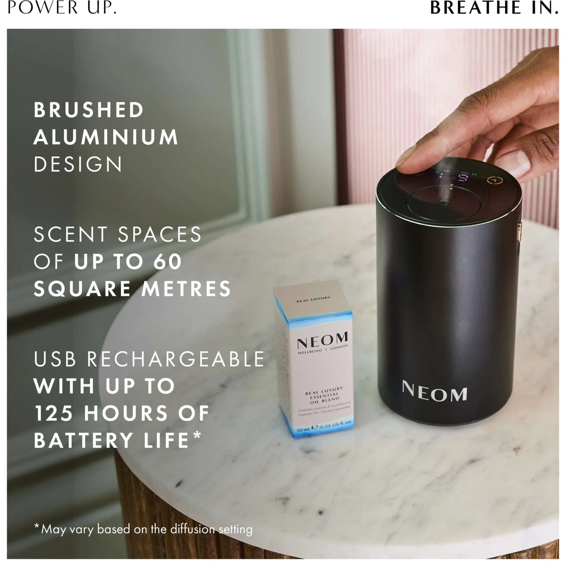 Neom Wellbeing London Pod Mini+ Waterless Essential Oil Diffuser Black Best
