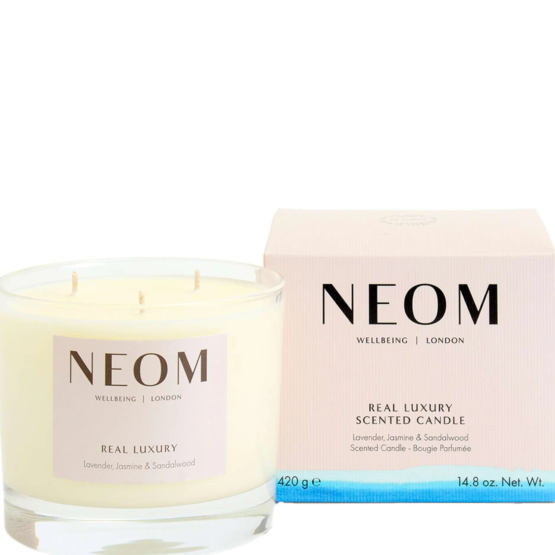 Neom Wellbeing London Scent To De-Stress Real Luxury Candle (3 Wicks) 420g Clearance
