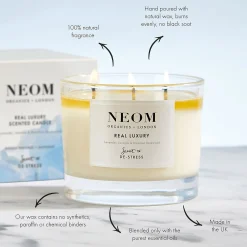 Neom Wellbeing London Scent To De-Stress Real Luxury Candle (3 Wicks) 420g Clearance