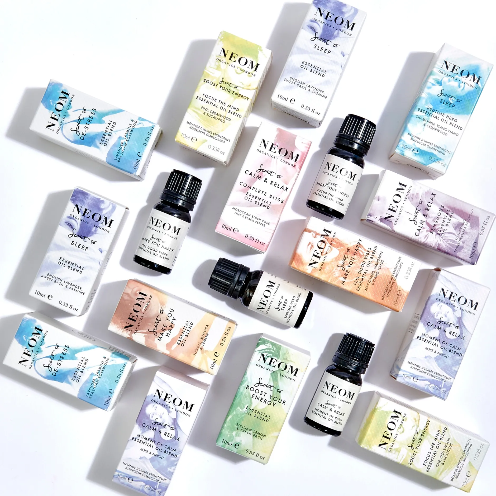 Neom Wellbeing London Scent To Boost Your Energy Focus the Mind Essential Oil Blend 10ml