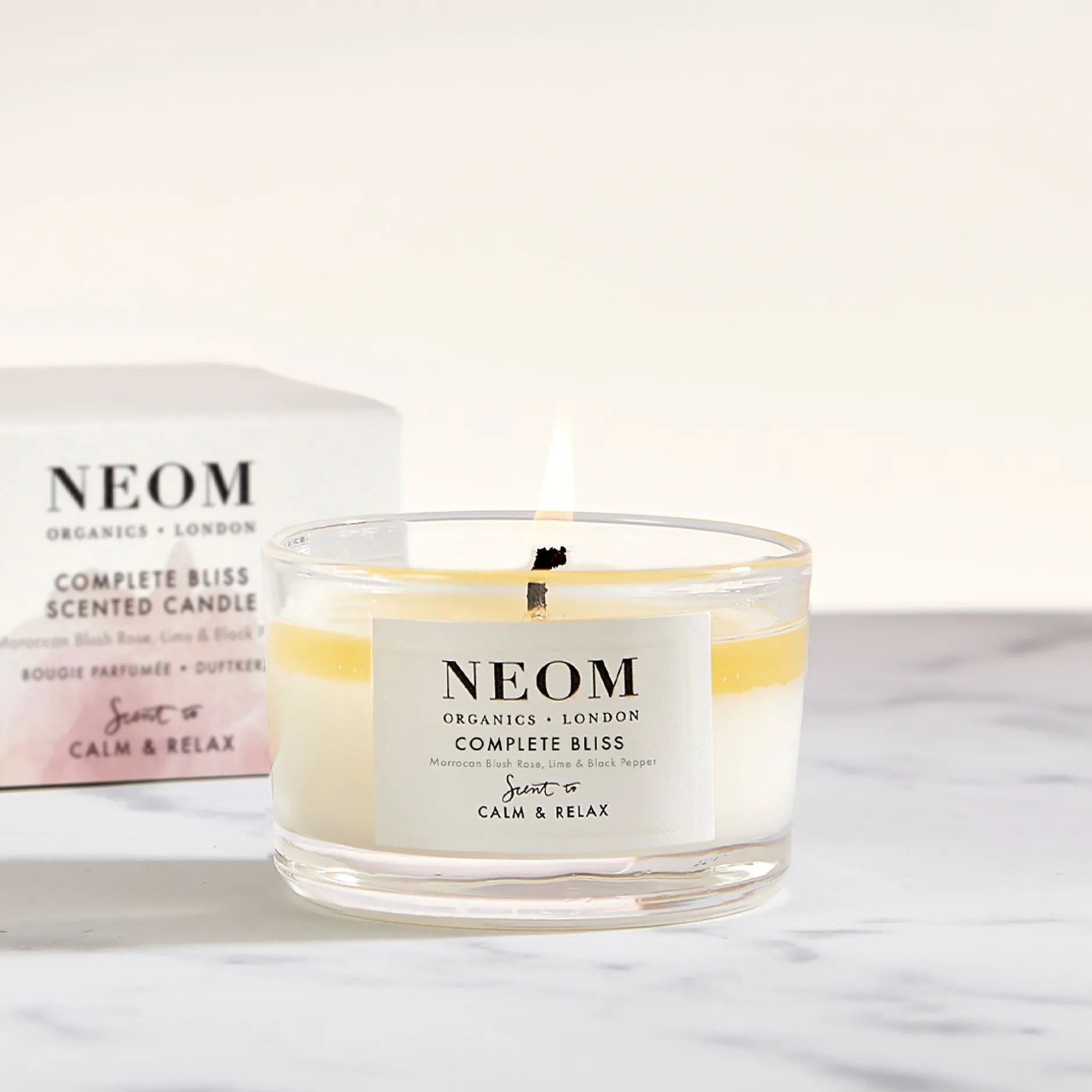 Neom Wellbeing London Scent To Calm & Relax Complete Bliss Scented Candle (Travel) 75g