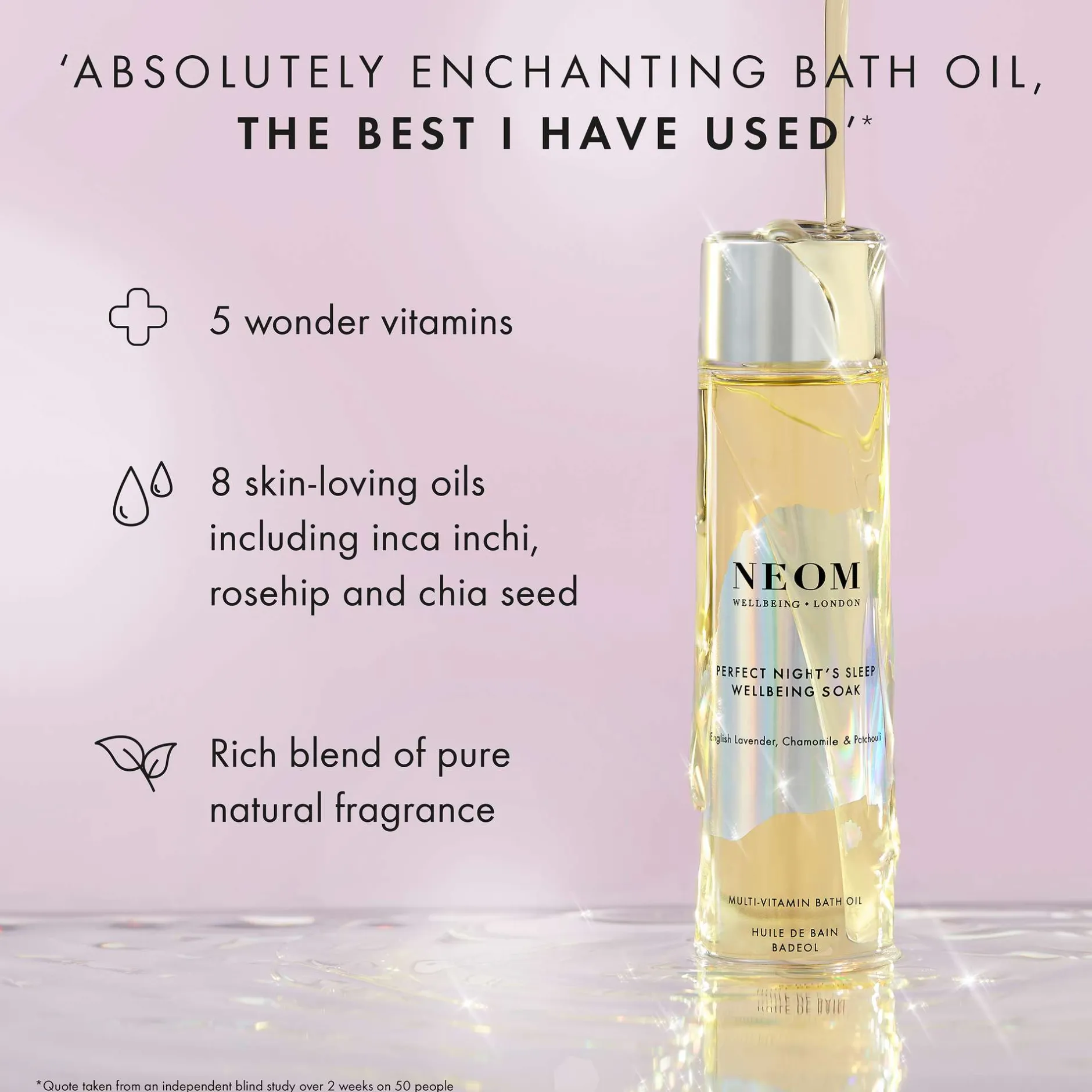Neom Wellbeing London Scent To Sleep Perfect Night’s Sleep Wellbeing Soak Multi-Vitamin Bath Oil 100ml New