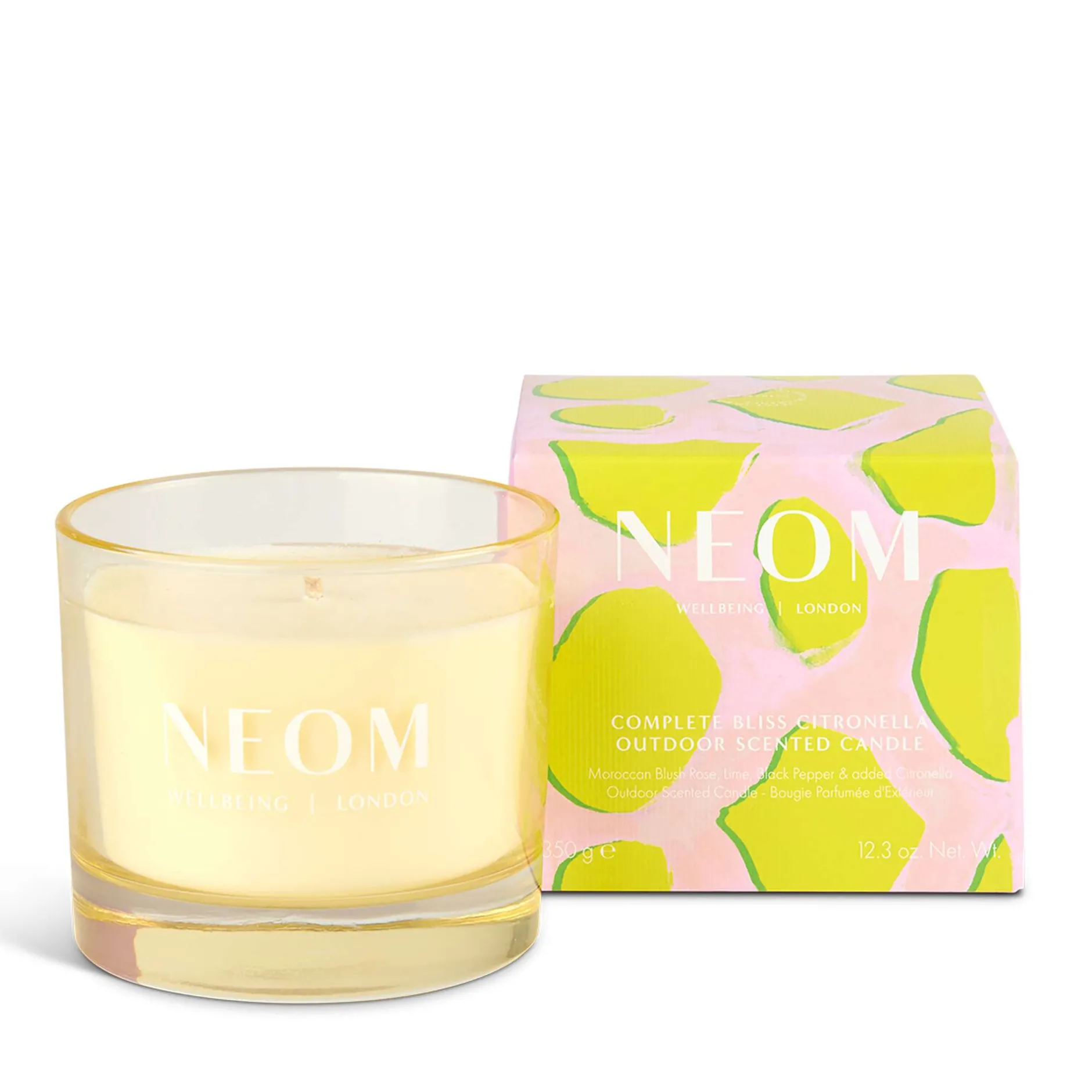 Neom Wellbeing London Summer Scenting Complete Bliss Citronella Outdoor Candle 350g Best