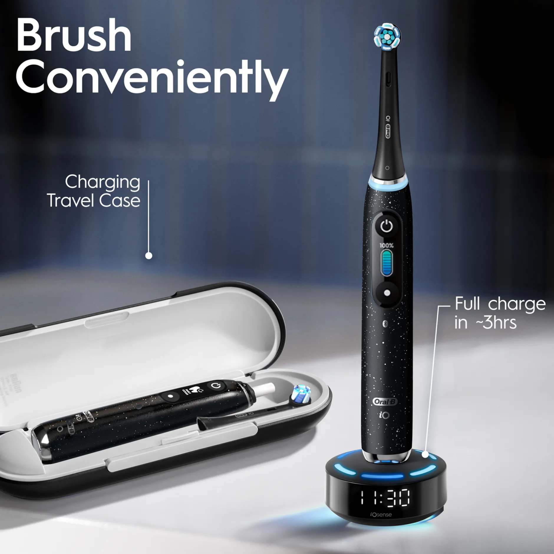 Oral-B iO 10 Cosmic Black Electric Toothbrush with Charging Travel Case Outlet
