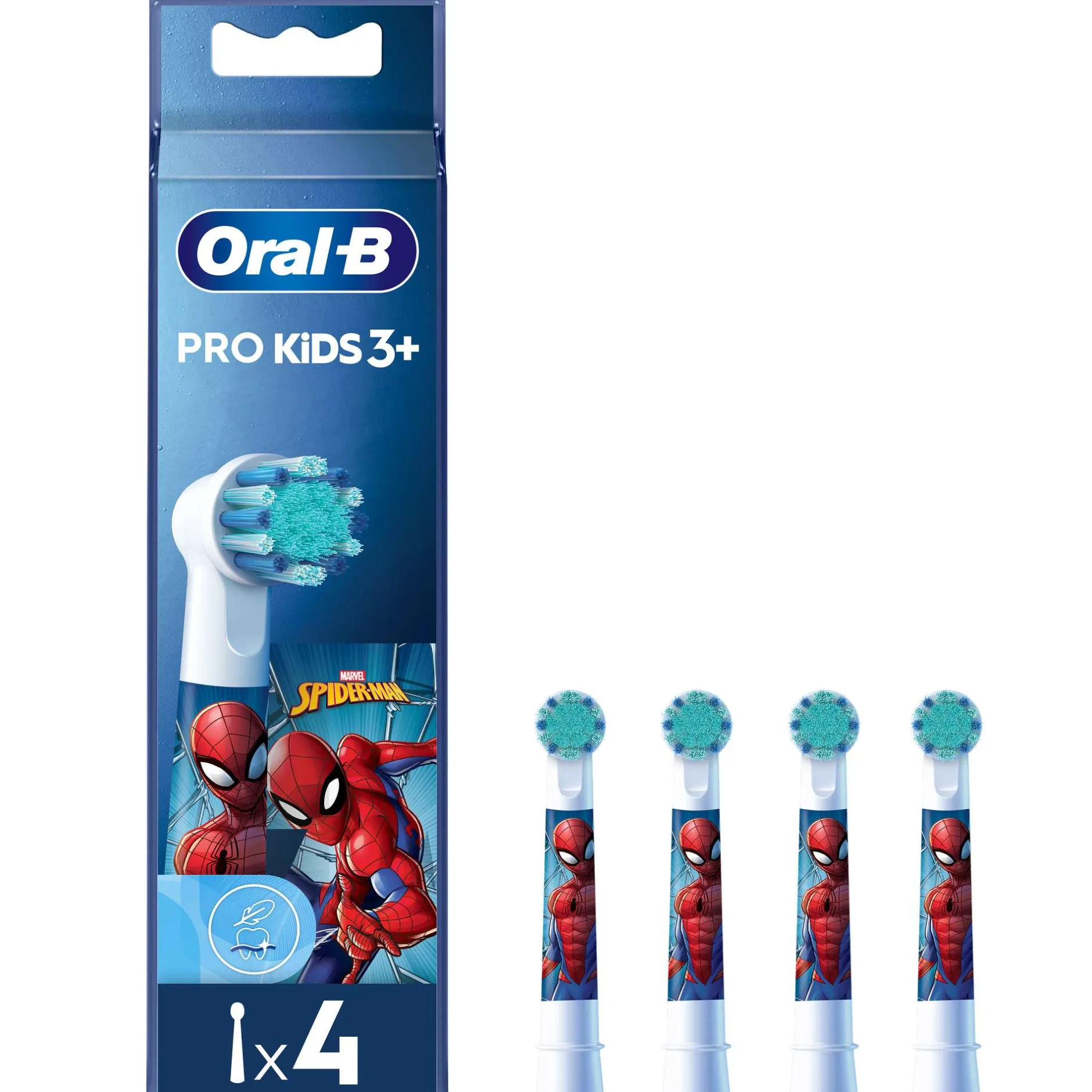 Oral-B Toothbrush Heads Pro Kids Toothbrush Heads Featuring Spiderman 4 Pack New