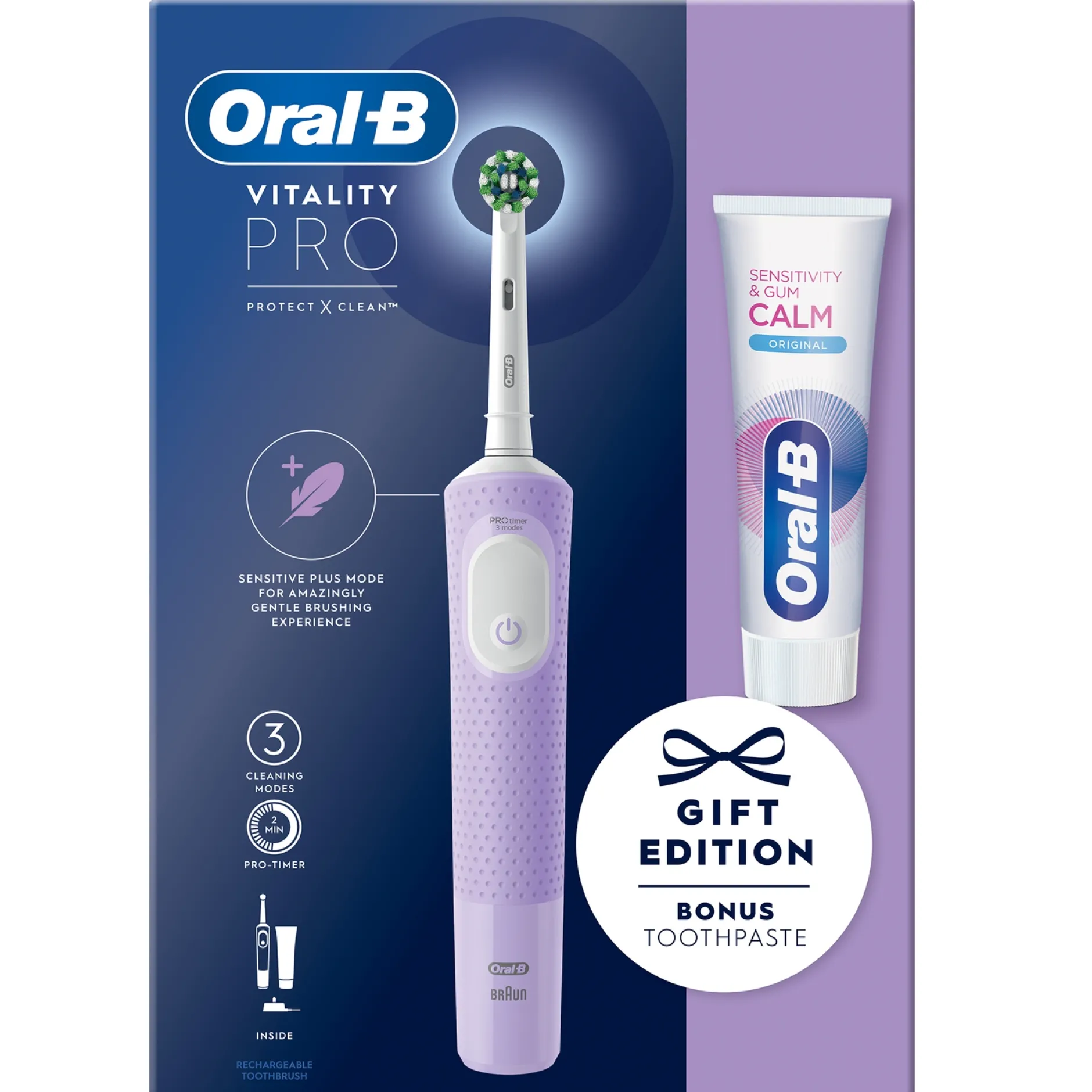 Oral-B Vitality Pro Purple Electric Toothbrush & Toothpaste 75ml Best