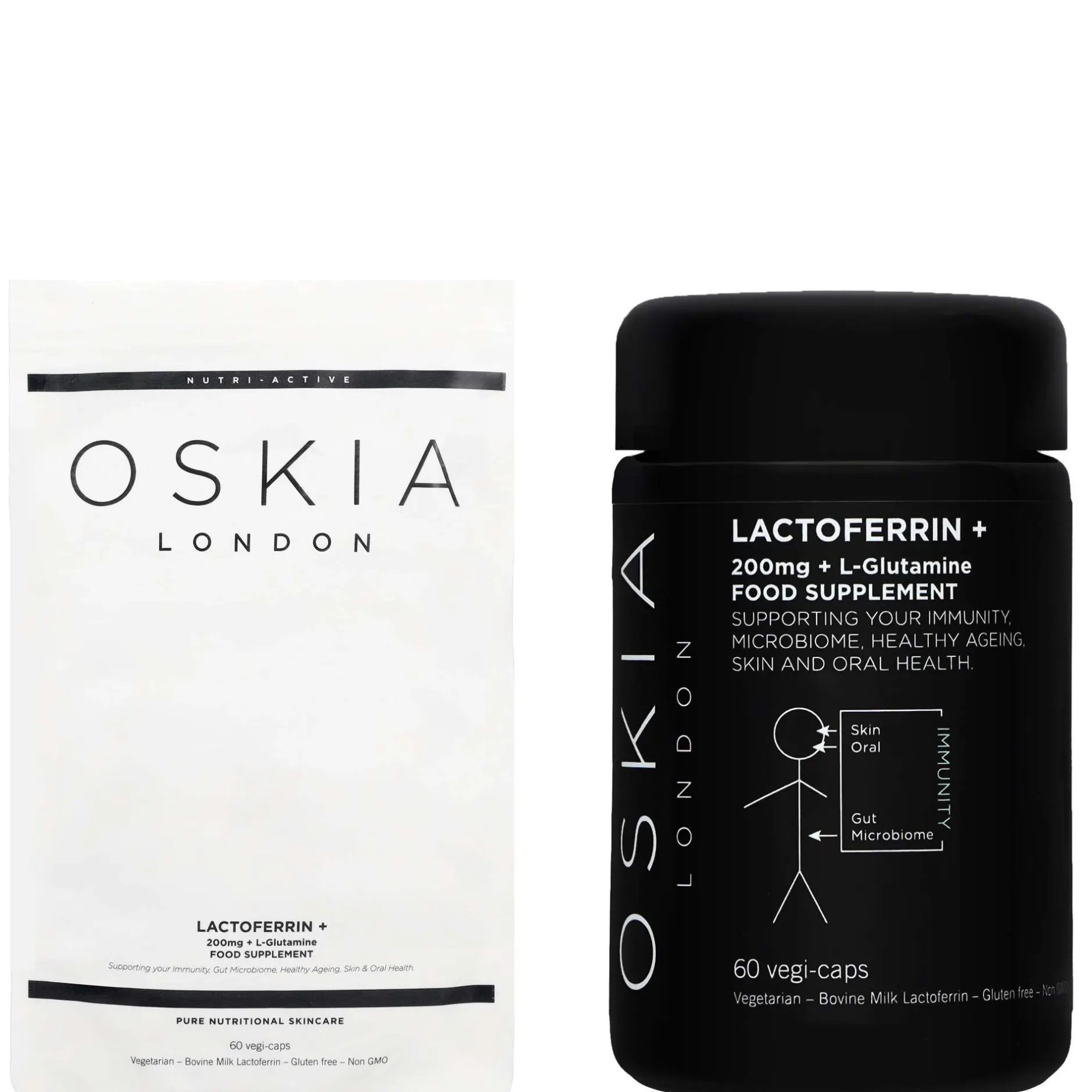 Oskia Supplements Lactoferrin + L-Glutamine Capsules x 60 Clearance