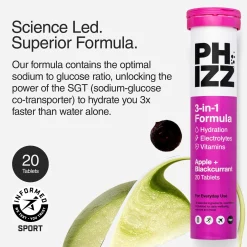 Phizz 3-in-1 Tablets Apple & Blackcurrant Hydration, Electrolytes and Vitamins Effervescent x 60 Tablets Online