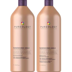 Pureology Bundles Duo: Nanoworks Gold Shampoo 1000ml and Conditioner 1000ml For Very Dry, Colour Treated Hair Discount