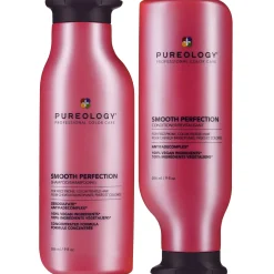 Pureology Bundles Duo: Smooth Perfection Shampoo and Conditioner 266ml For Frizz Prone, Colour Treated Hair Clearance
