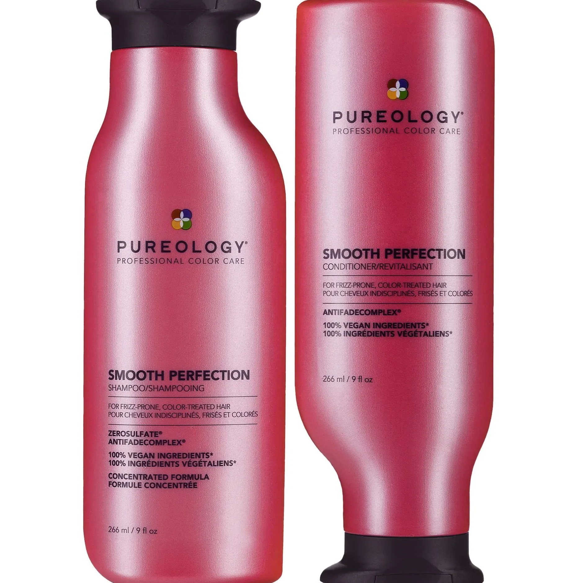 Pureology Bundles Duo: Smooth Perfection Shampoo and Conditioner 266ml For Frizz Prone, Colour Treated Hair Clearance