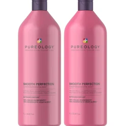 Pureology Bundles Duo: Smooth Perfection Shampoo and Conditioner 1000ml For Frizz Prone, Colour Treated Hair Discount