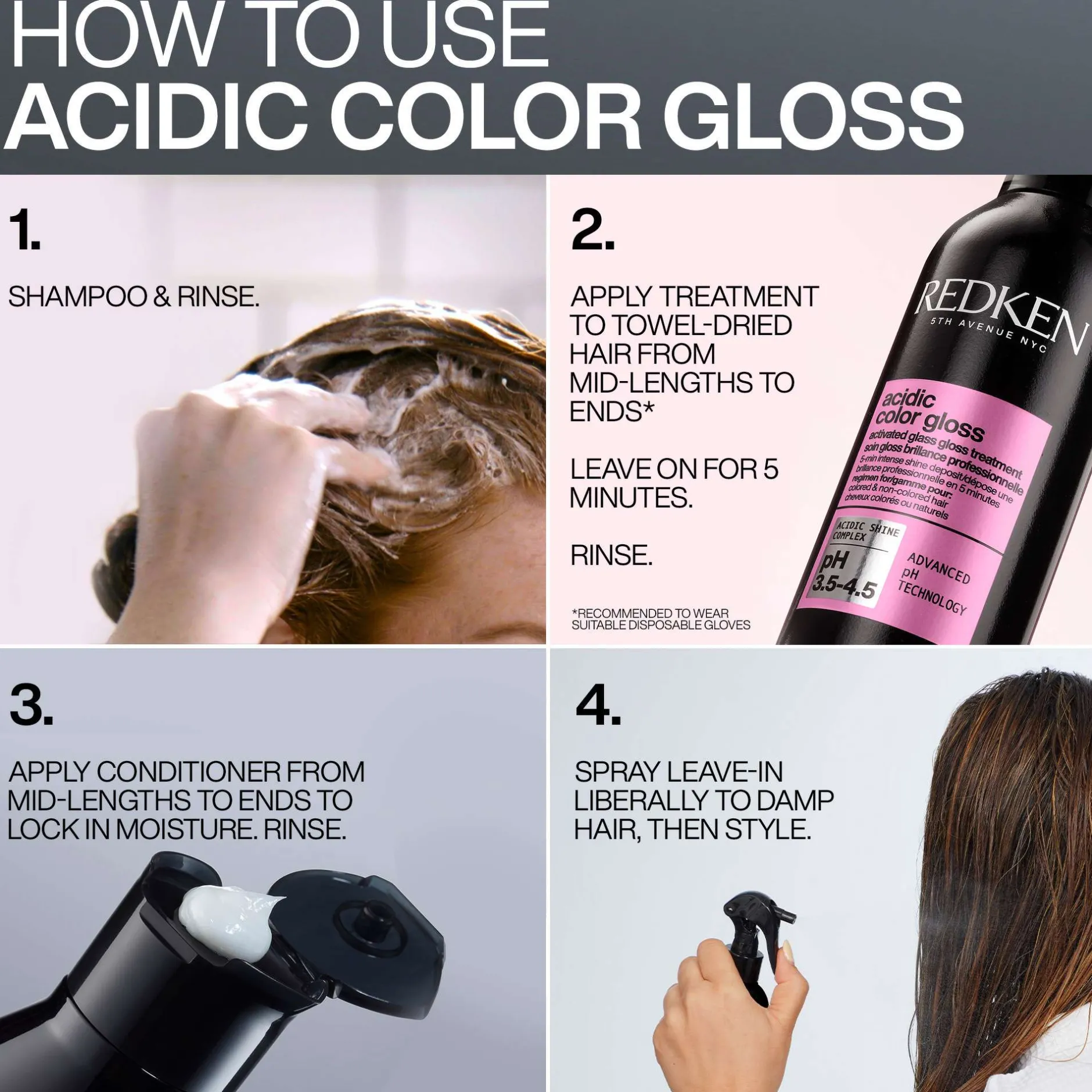 Redken Acidic Color Gloss Conditioner Glass-Like Shine for Colour Treated Hair 300ml Hot