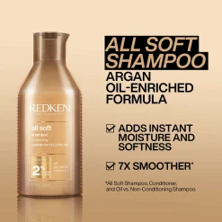 Redken All Soft Shampoo, For Dry Hair, Intense Softness and Shine 300ml New