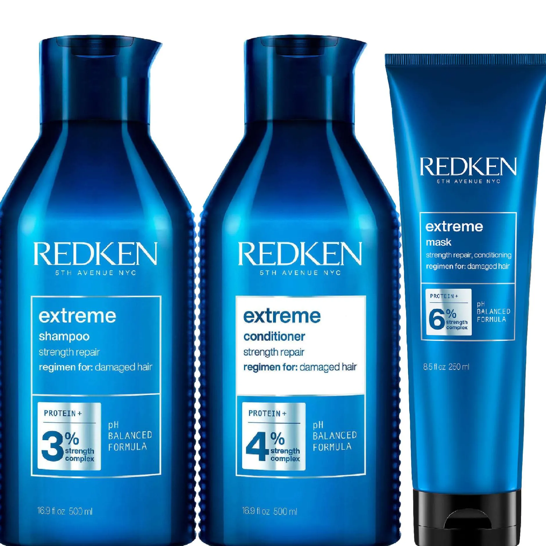 Redken Bundles Trio: Extreme Shampoo 500ml, Extreme Conditioner 500ml & Extreme Mask 250ml Hot