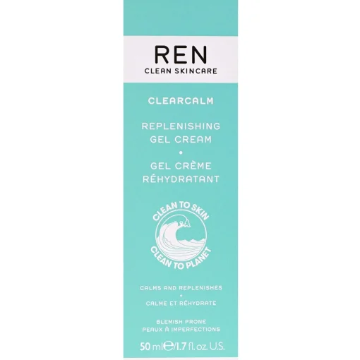 REN Clean Skincare Face ClearCalm 3 Replenishing Gel Cream For Blemish Prone Skin 50ml / 1.7 fl.oz. Best