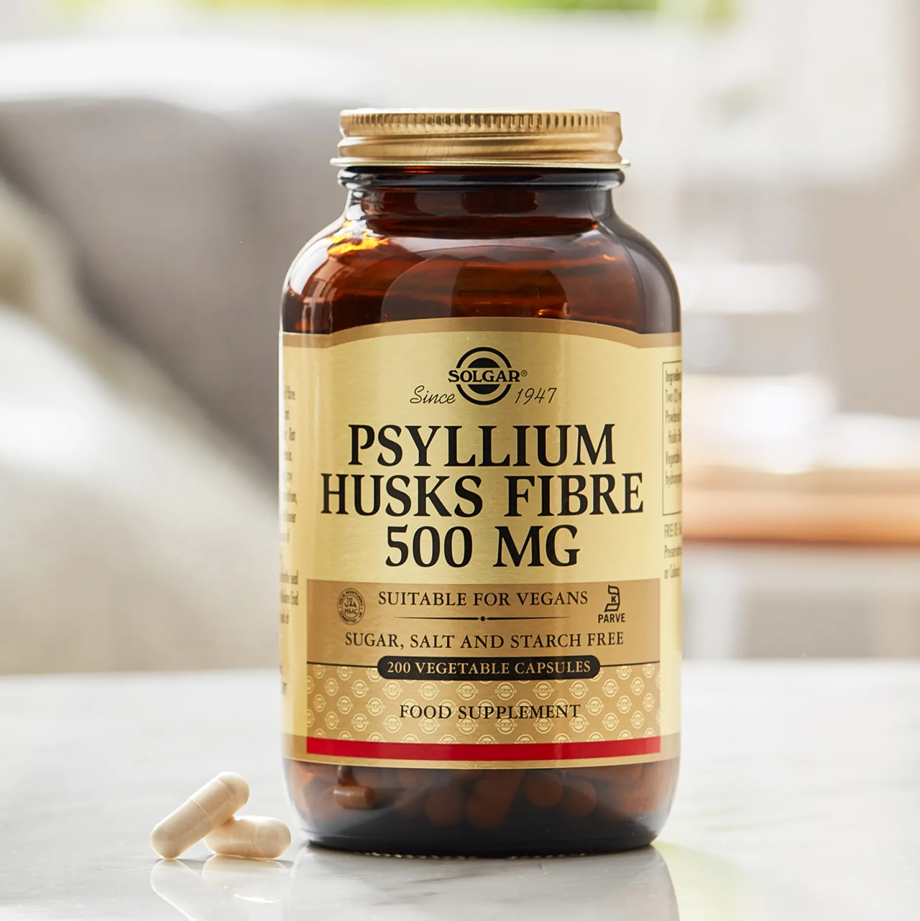 Solgar Digestive Aids Psyllium Husks Fibre 500mg Vegetable Capsules x 200 Sale