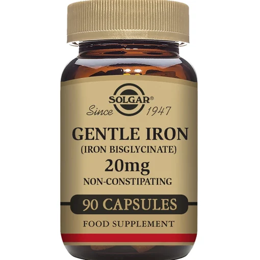 Solgar Minerals Gentle Iron (Iron Bisglycinate) 20 mg Vegetable Capsules x 90