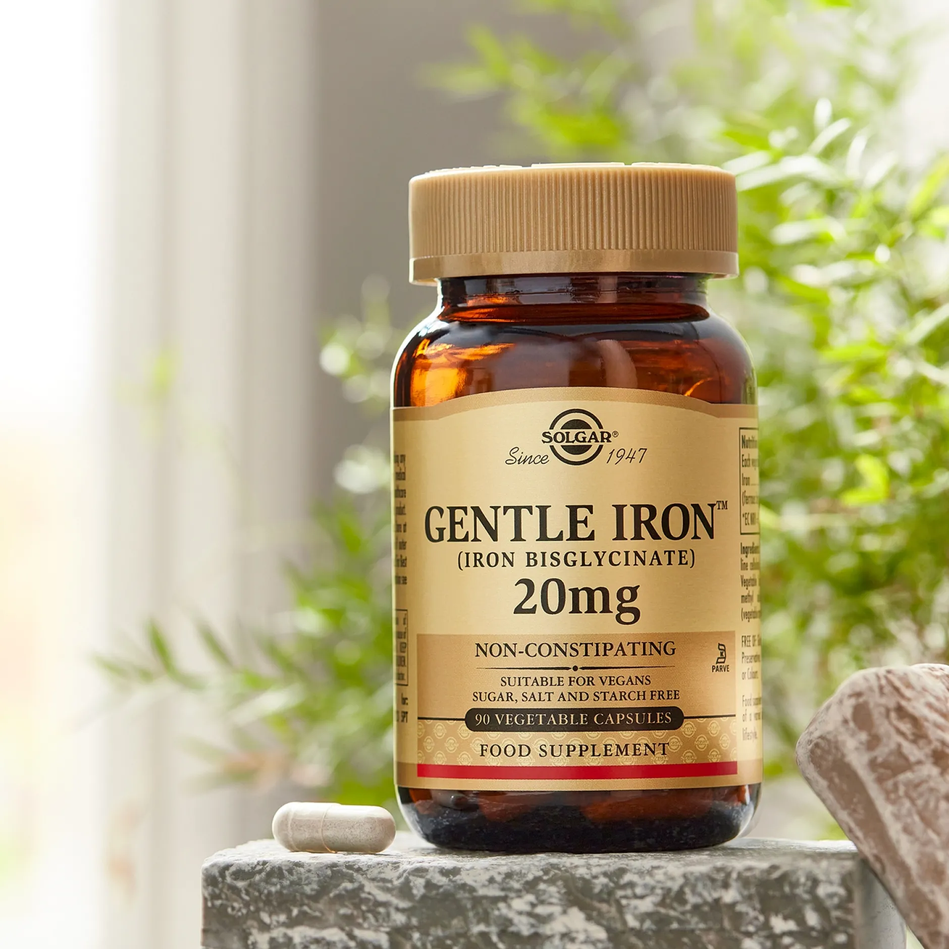 Solgar Minerals Gentle Iron (Iron Bisglycinate) 20 mg Vegetable Capsules x 90