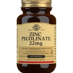 Solgar Minerals Zinc Picolinate 22mg Tablets x 100 Outlet