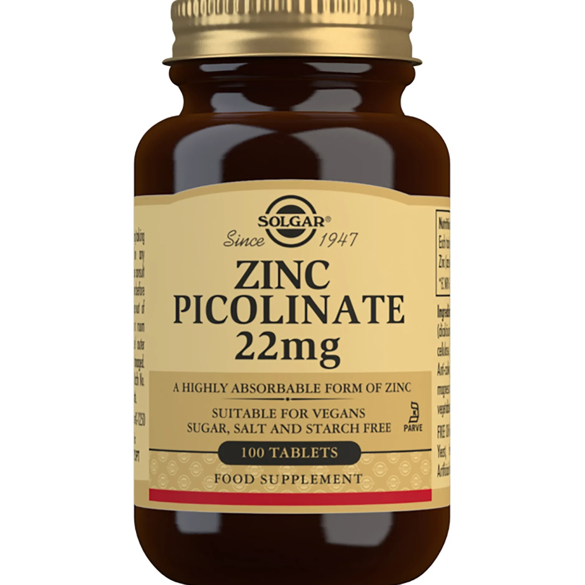 Solgar Minerals Zinc Picolinate 22mg Tablets x 100 Outlet