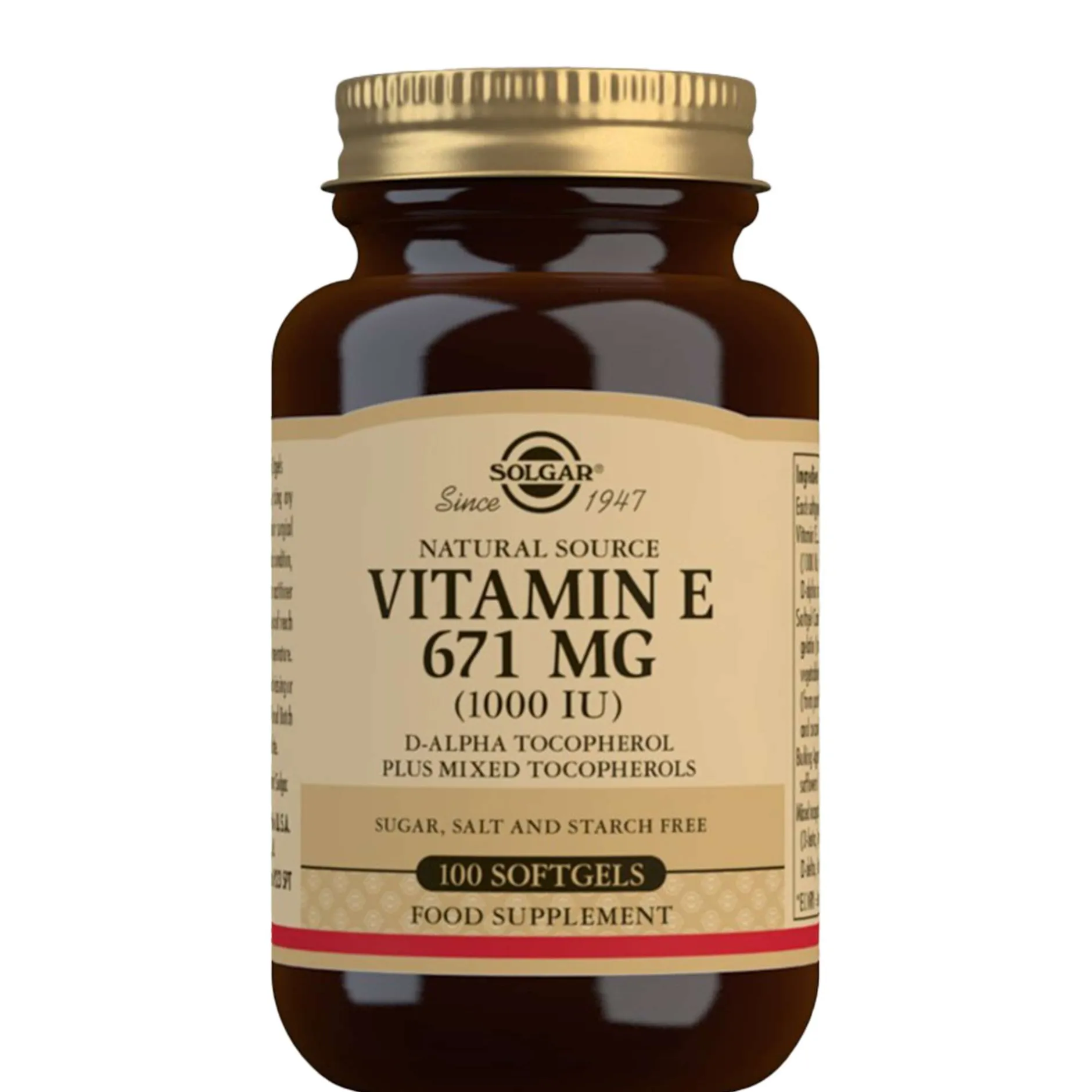 Solgar Vitamins Natural Source Vitamin E 671mg (1000 IU) Softgels x 100 Clearance