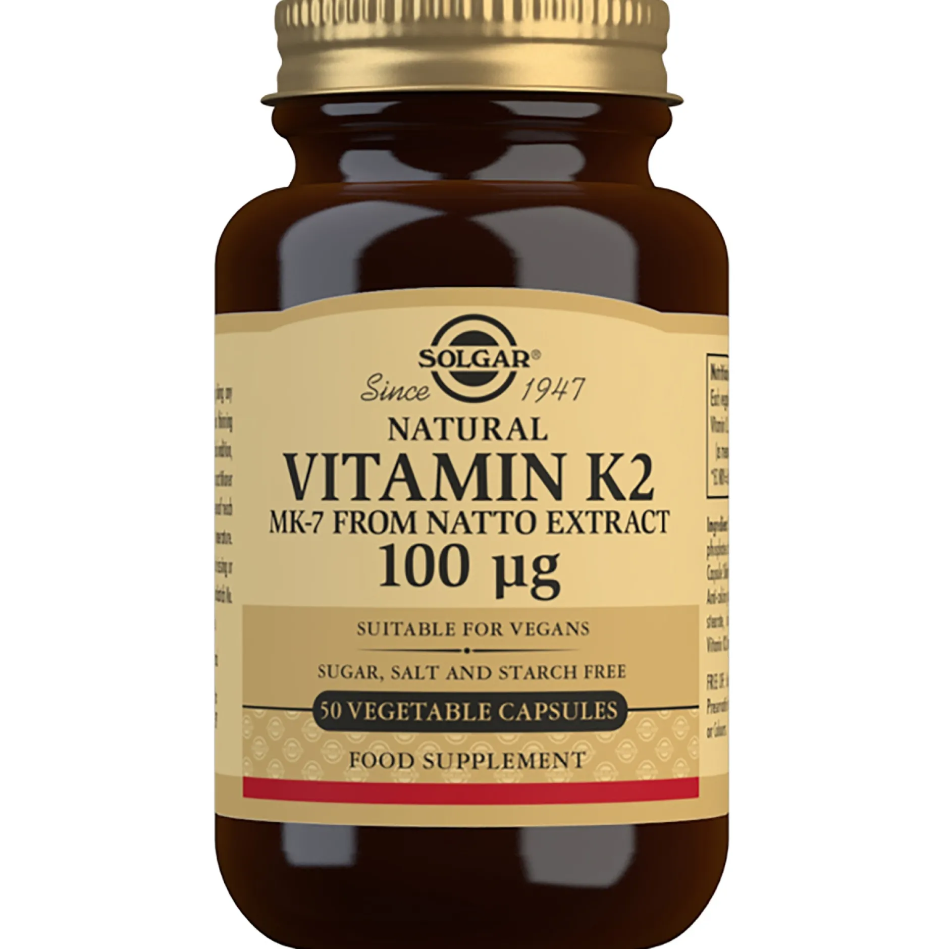 Solgar Vitamins Natural Vitamin K2 (MK-7) 100 µg Vegetable Capsules x 50 New