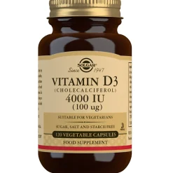 Solgar Vitamins Vitamin D3 (Cholecalciferol) 4000 IU (100µg) Vegetable Capsules x 120 Best