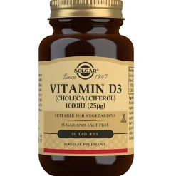 Solgar Vitamins Vitamin D3 (Cholecalciferol) 1000 IU (25 µg) Tablets x 90 Outlet