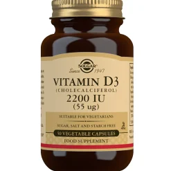 Solgar Vitamins Vitamin D3 (Cholecalciferol) 2200 IU (55 µg) Vegetable Capsules x 50