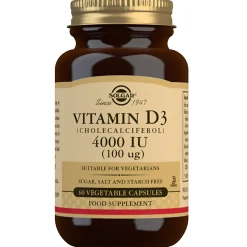 Solgar Vitamins Vitamin D3 (Cholecalciferol) 4000 IU (100 µg) Vegetable Capsules x 60 New