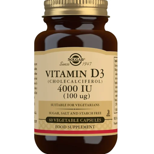 Solgar Vitamins Vitamin D3 (Cholecalciferol) 4000 IU (100 µg) Vegetable Capsules x 60 New