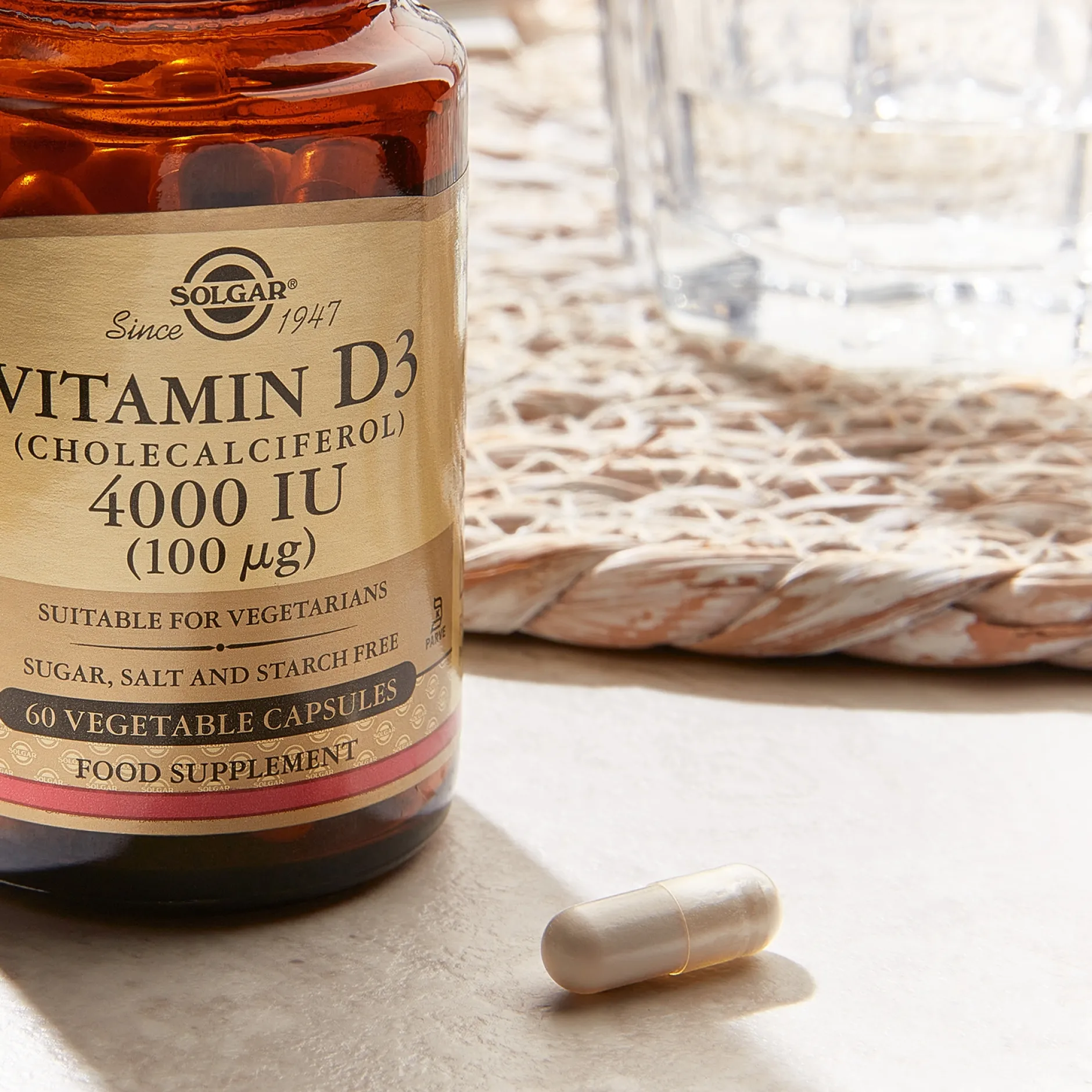 Solgar Vitamins Vitamin D3 (Cholecalciferol) 4000 IU (100 µg) Vegetable Capsules x 60 New