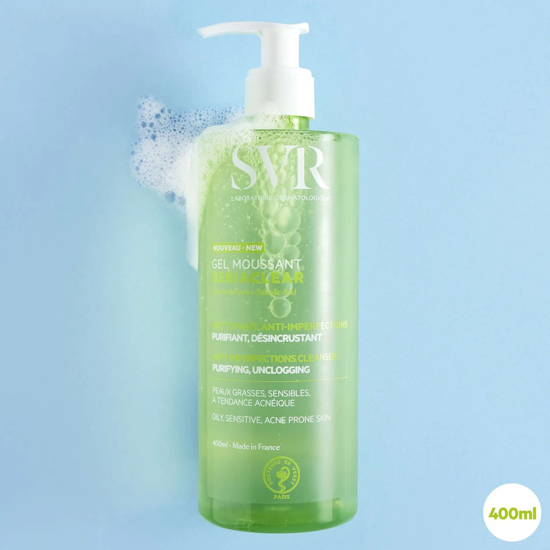 SVR Sebiaclear Foaming Salicylic Acid Cleanser 400ml
