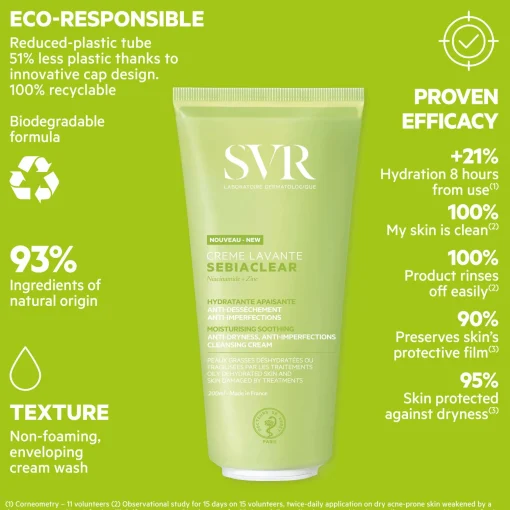 SVR Sebiaclear Soothing Face Wash-Off Cream Cleanser 200ml Sale