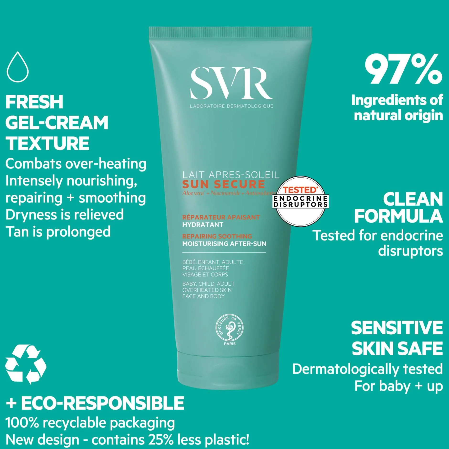 SVR Sun Secure Repairing Soothing Moisturising Aftersun 200ml Clearance