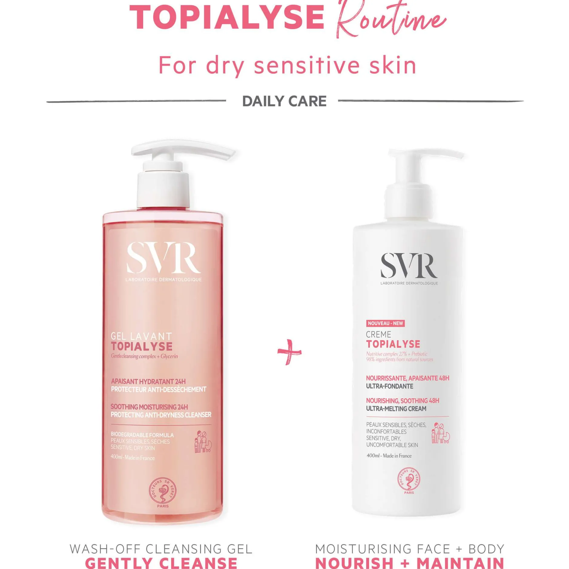 SVR Topialyse Soothing Cleansing Gel 400ml New