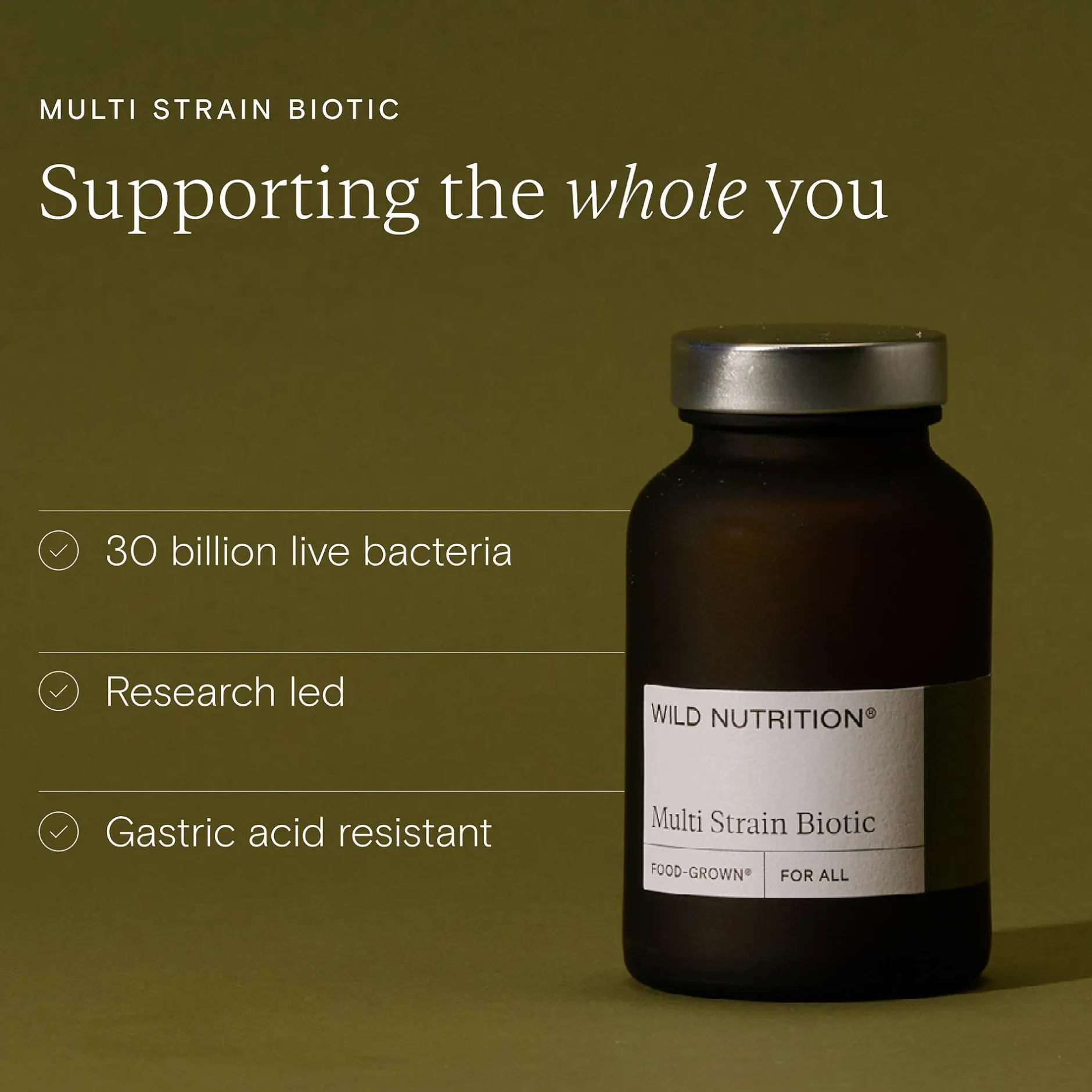 Wild Nutrition Supplements Food-Grown® Multi Strain Biotic Capsules x 30 Best